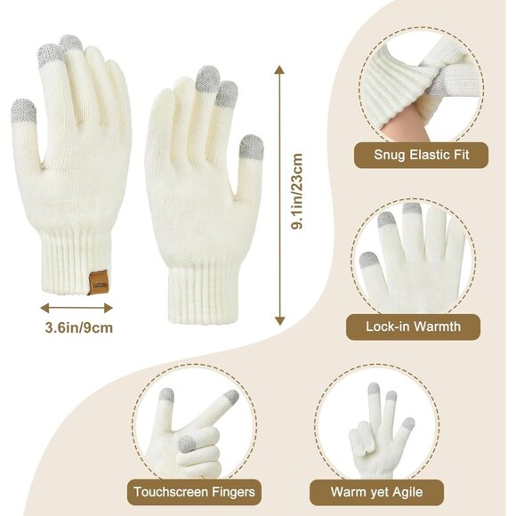 Women's Winter Knit Set Beanie Scarf Gloves Fleece Lined Warm Cozy - Picture 3 of 6